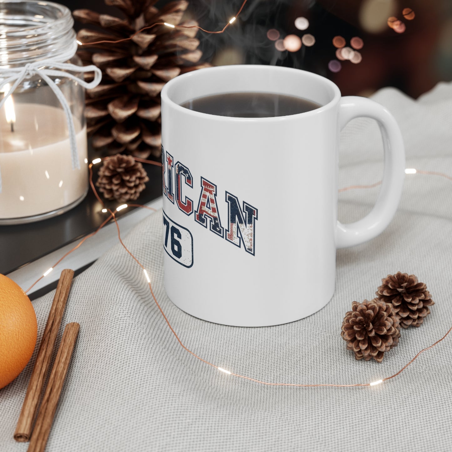American 1776 Coffee Mug – Vintage Distressed USA Mug – Patriotic Americana Cup – Classic Independence Day Gift Mug 11oz