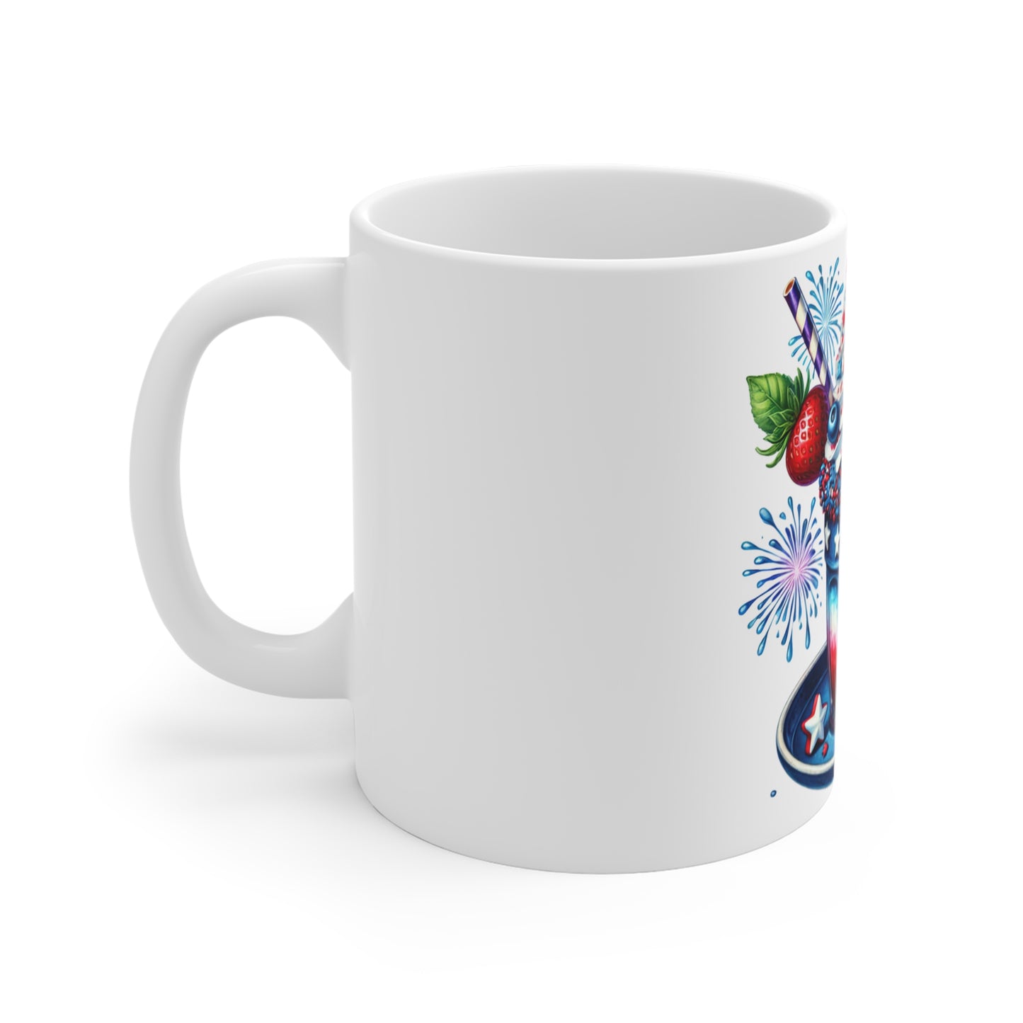 Patriotic Fireworks Milkshake Coffee Mug – 4th of July Dessert Mug – Red White Blue Americana Mug – Festive Summer Celebration Cup Patriotic 4th of July Firework Milkshake Mug — Red White Blue Stars...