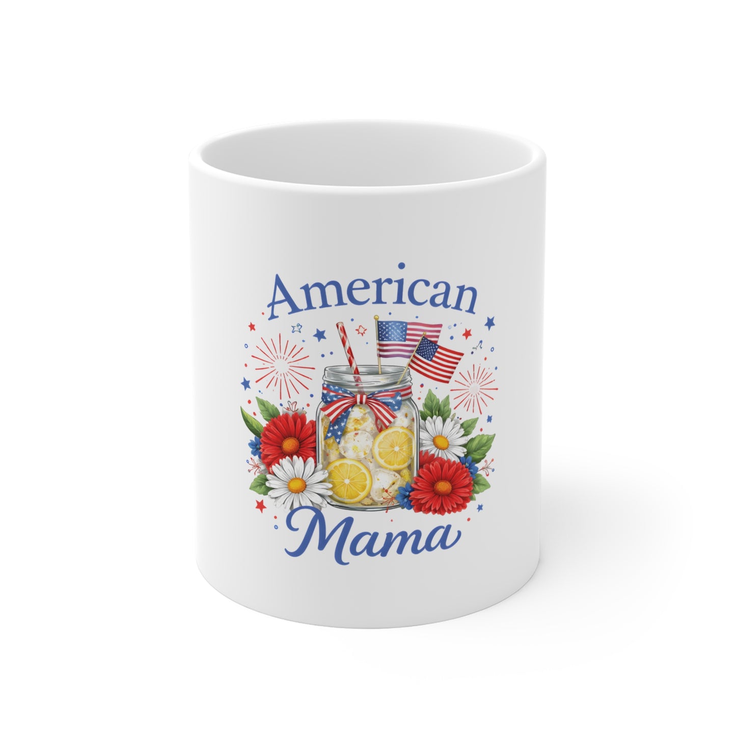 American Mama Mug — Patriotic Lemonade Floral 11oz Coffee Cup