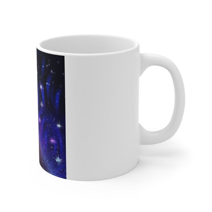 Patriotic Starry Wave Coffee Mug – Red Blue Galaxy Mug – Sparkle Americana Cup – Cosmic USA Flag Design Galaxy Starfield 11oz Coffee Mug — Red & Blue Cosmic Space Design