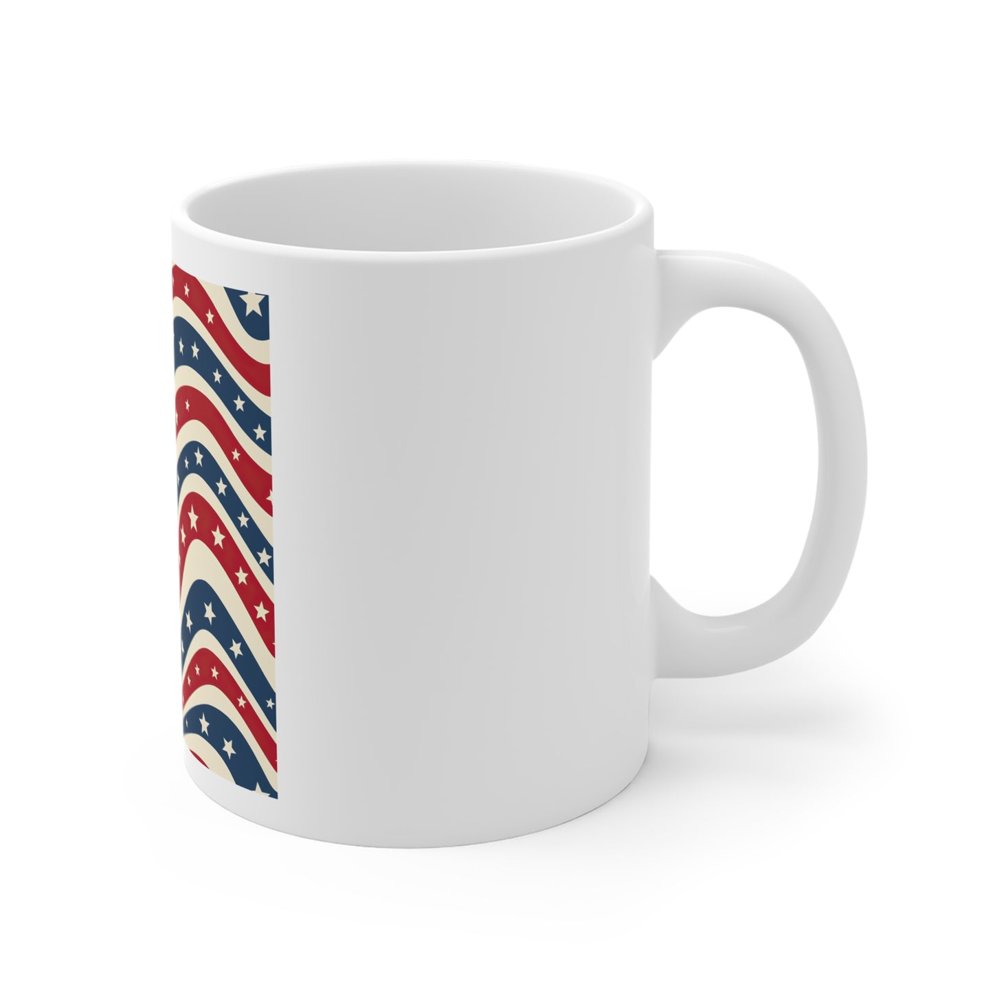Star Wave Americana Coffee Mug – Retro Patriotic Wave Mug – Red White Blue Star Stripe Cup – Vintage USA Flag Pattern Mug American Flag Wave Mug — Patriotic Red White Blue Stars Coffee Cup (11oz...