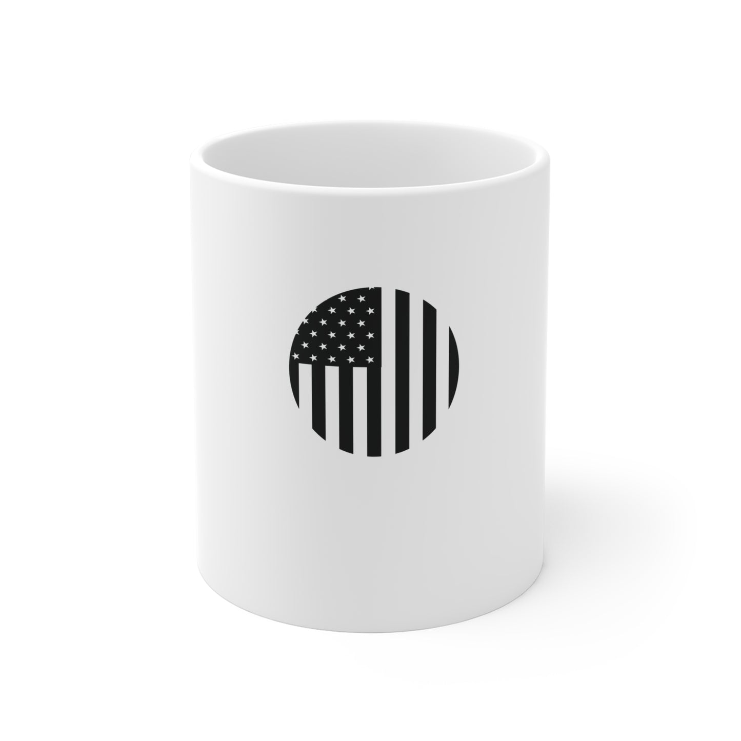 Stealth American Flag Circle Coffee Mug – Blacked Out USA Flag Mug – Minimalist Vertical Stripe Design Cup – Subtle Patriotic Gift Mug Mug 11oz