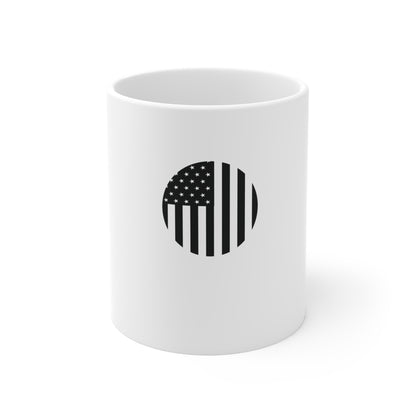 Stealth American Flag Circle Coffee Mug – Blacked Out USA Flag Mug – Minimalist Vertical Stripe Design Cup – Subtle Patriotic Gift Mug Mug 11oz