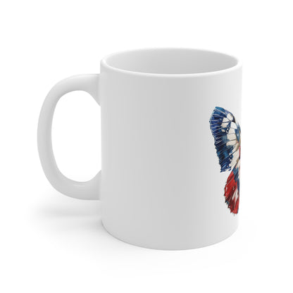 Patriotic Splash Butterfly Mug – Red White Blue Paint Splash Butterfly Coffee Mug – Abstract Americana Art Cup – Bold USA Gift Mug Mug 11oz