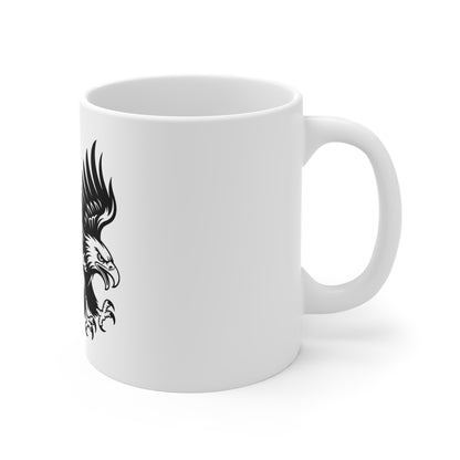 Black Eagle Attack Coffee Mug – Stealth American Eagle Mug – Tactical Flying Eagle Cup – Minimalist Patriotic Mug Mug 11oz