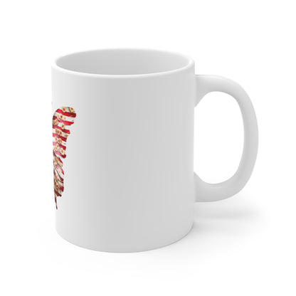 Floral American Flag Butterfly Coffee Mug – Patriotic Butterfly Mug with Blossoms – Elegant Red White Blue Freedom Wings Cup American Flag Butterfly Mug — Patriotic 11oz Coffee Cup