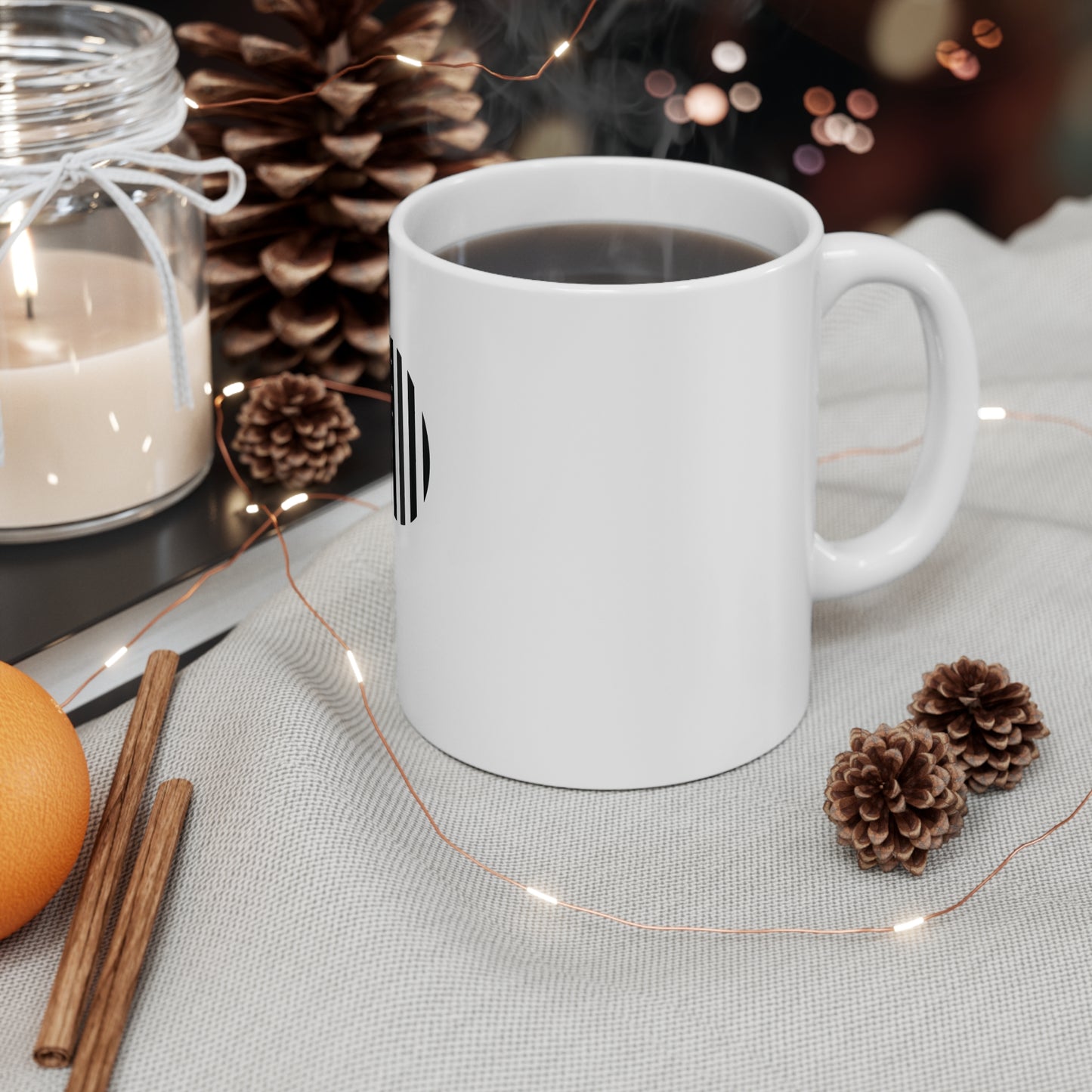 Stealth American Flag Circle Coffee Mug – Blacked Out USA Flag Mug – Minimalist Vertical Stripe Design Cup – Subtle Patriotic Gift Mug Mug 11oz