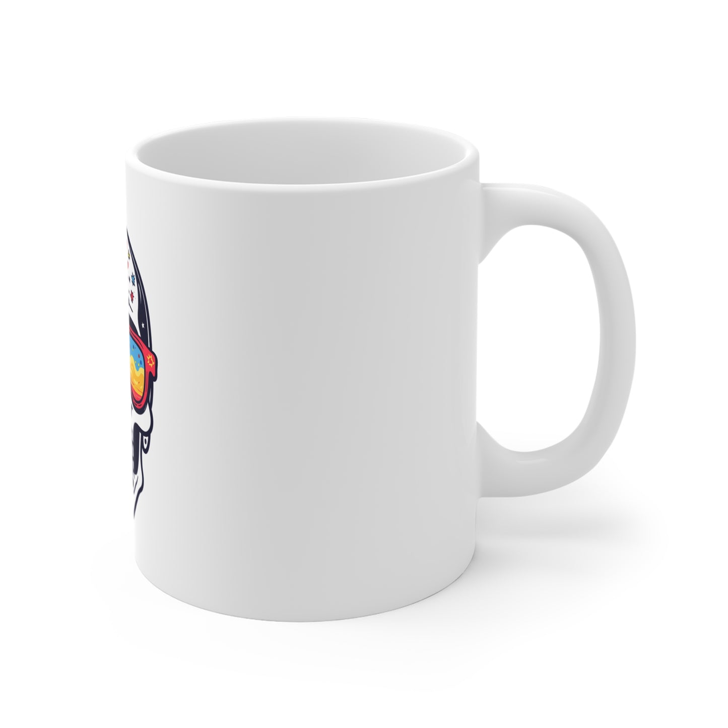 Day of the Dead Skull Mug with Sunglasses — Colorful Sugar Skull Coffee Cup (11oz)