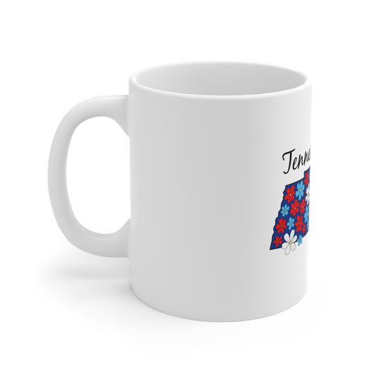 Tennessee Floral Map Coffee Mug — 11oz State Pride Gift
