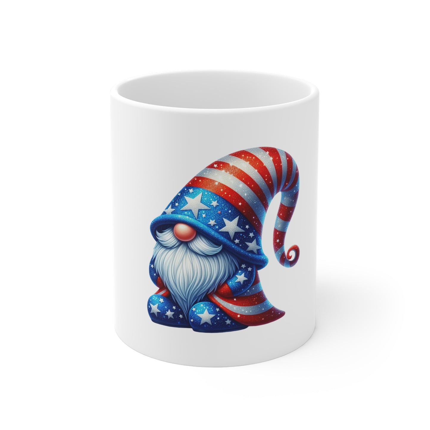 Patriotic Gnome Mug — 11oz USA Flag Coffee Cup
