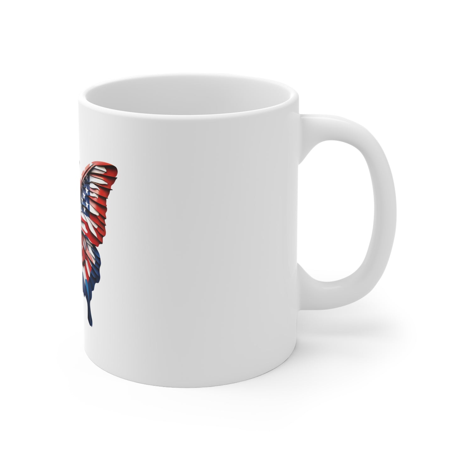 Layered American Flag Butterfly Mug – 3D Patriotic Butterfly Coffee Mug – Red White Blue Sculpted Wing Design – Premium USA Gift American Flag Butterfly Mug - Patriotic 11oz Coffee Cup