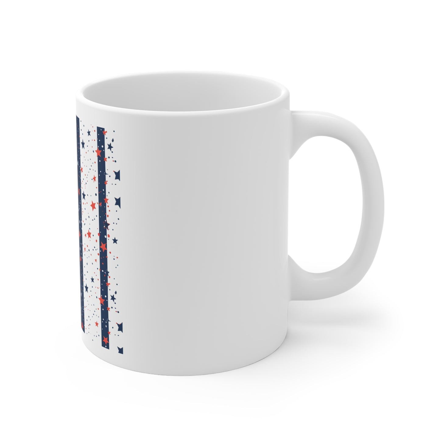 Confetti Stripe Patriotic Coffee Mug – Red White Blue Star Confetti Mug – Modern Americana Stripe Pattern Cup – Festive Patriotic Mug Patriotic Stars & Stripes 11oz Mug — Red White Blue Fourth of July...
