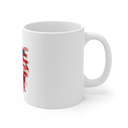 Statue of Liberty American Flag 11oz Mug - Patriotic Independence Day Coffee Cup