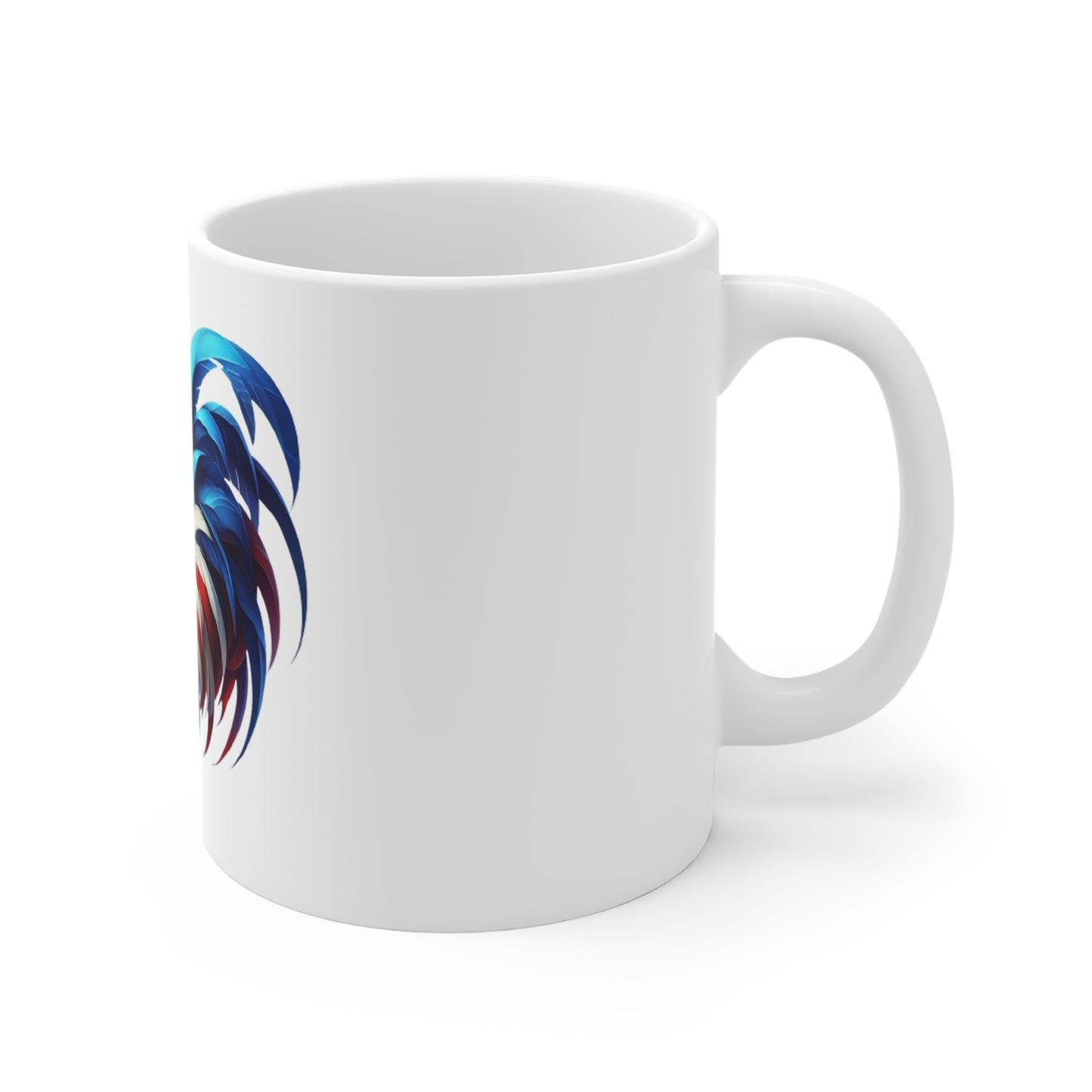 Patriotic Rooster Coffee Mug – American Flag Feather Rooster – Red White Blue Chicken Mug – Bold Americana Gift American Flag Rooster Coffee Mug — Patriotic 11oz Ceramic Mug