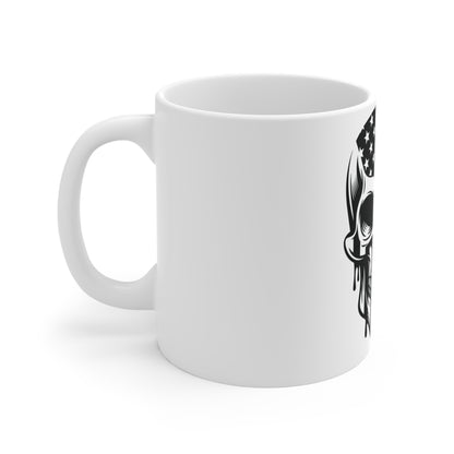 Patriotic Skull Coffee Mug – American Flag Skull Mug – Dark USA Pride Cup – Tactical Americana Gift Mug Mug 11oz