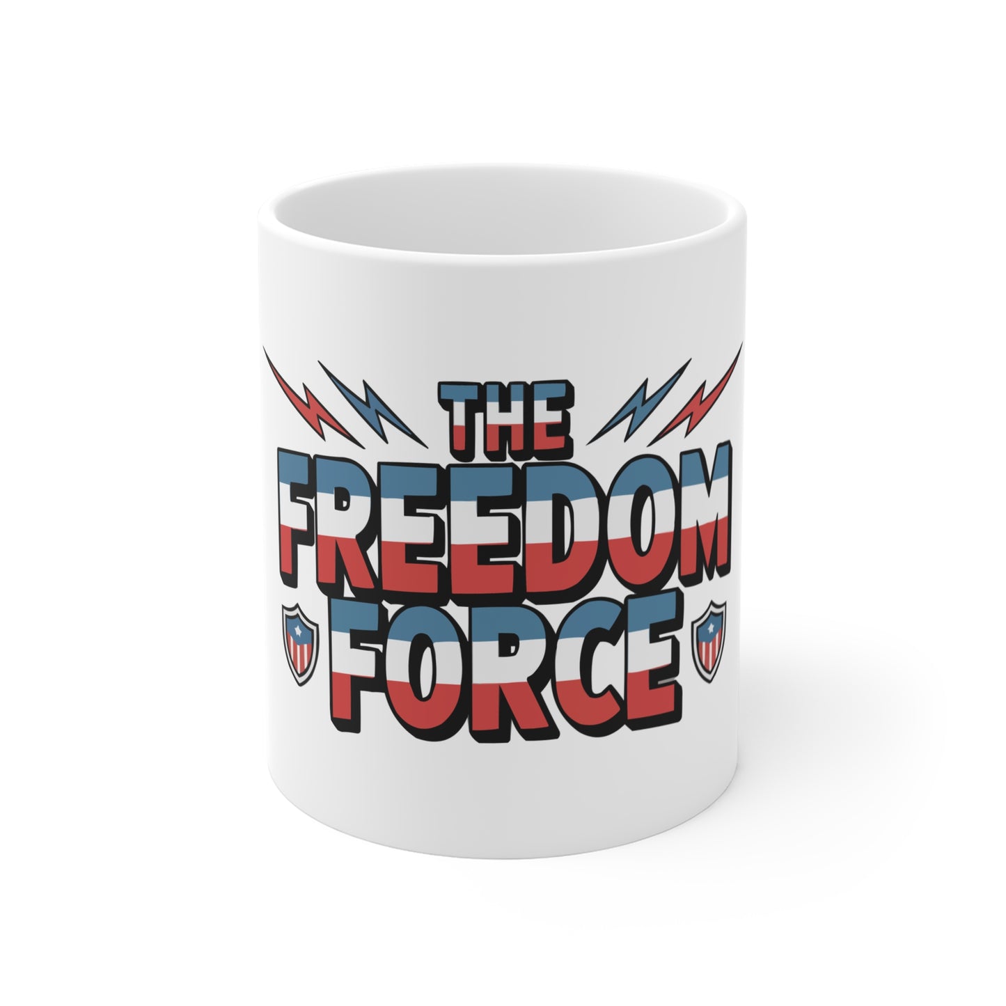 Freedom Force Mug — Patriotic Red, White & Blue Coffee Cup