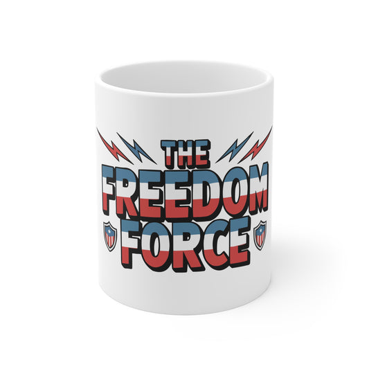 Freedom Force Mug — Patriotic Red, White & Blue Coffee Cup