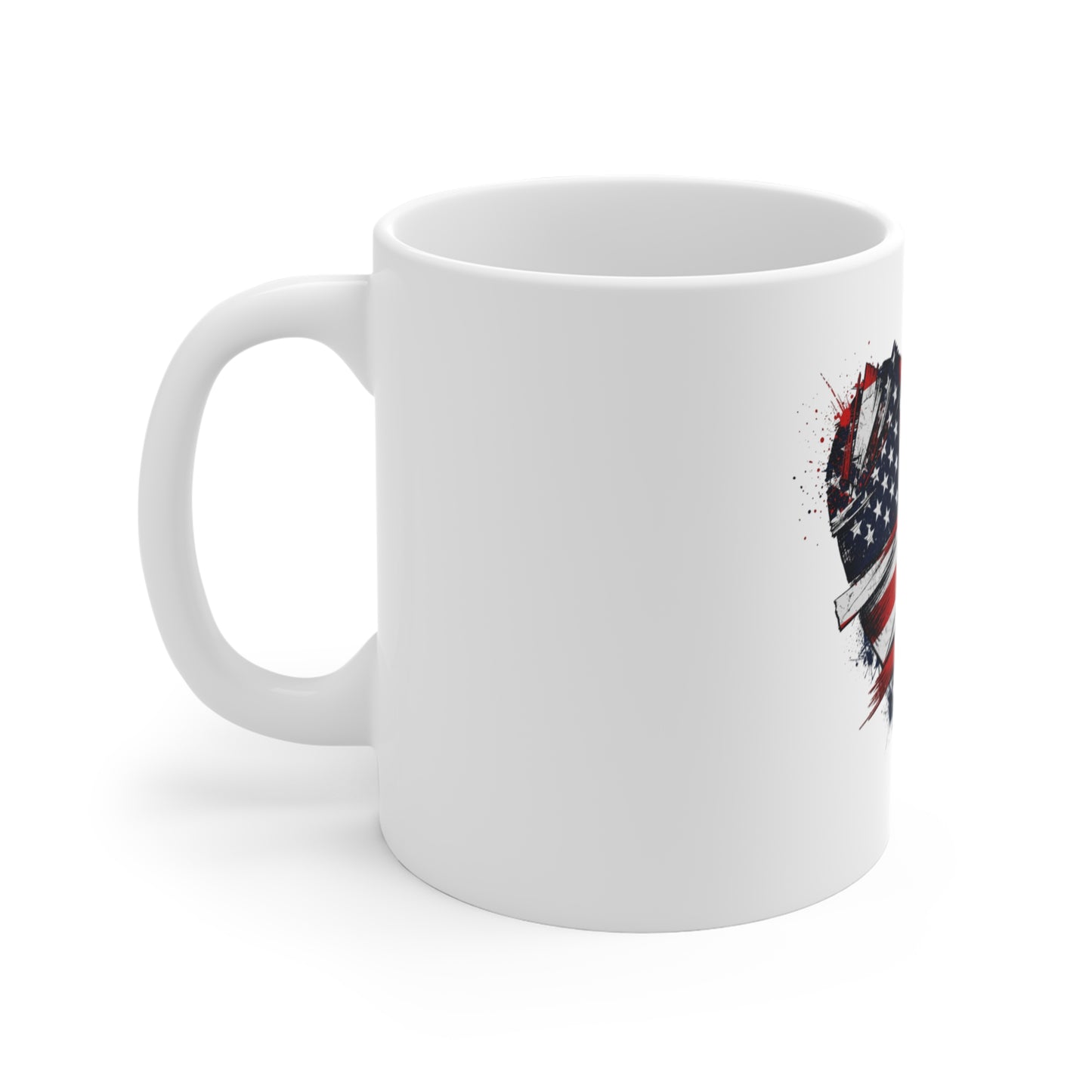 American Flag Heart Mug — Patriotic 11oz Coffee Cup