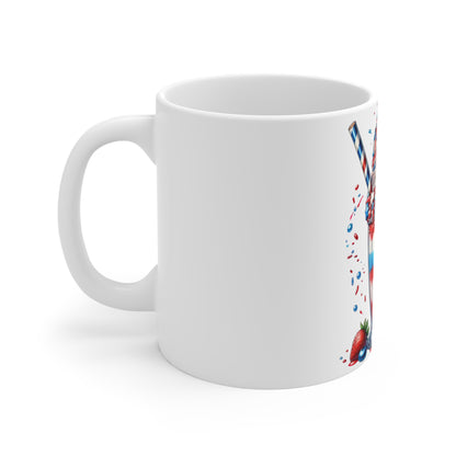 Patriotic Layered Milkshake Coffee Mug – 4th of July Star Dessert Mug – Red White Blue Americana Cup – Festive Ice Cream Mug – Gift Mug 4th of July Milkshake Mug – Patriotic Red White Blue Dessert...