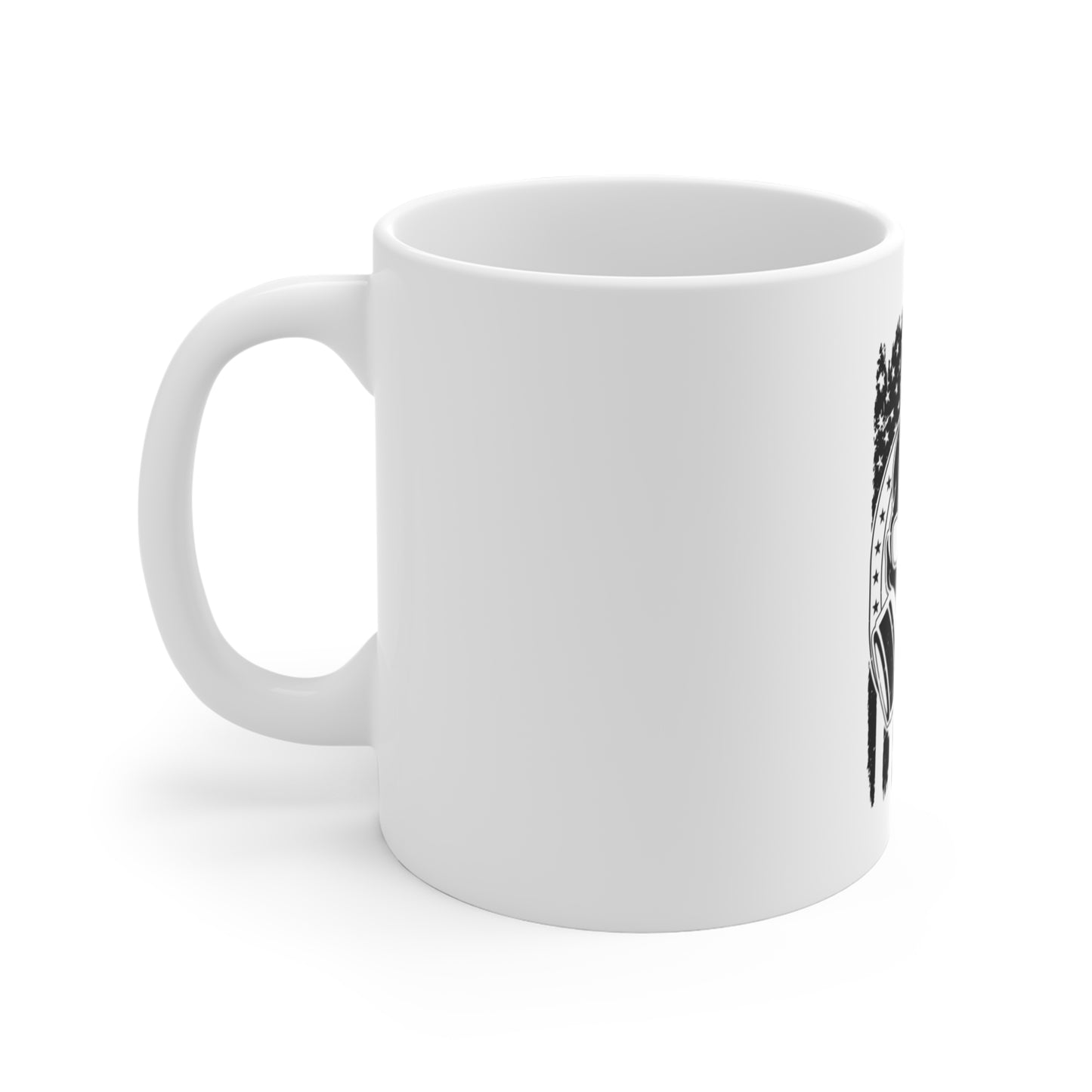 Stealth Gas Mask Skull Mug – Blacked-Out Tactical Skull Coffee Cup – American Flag Survival Design Mug 11oz