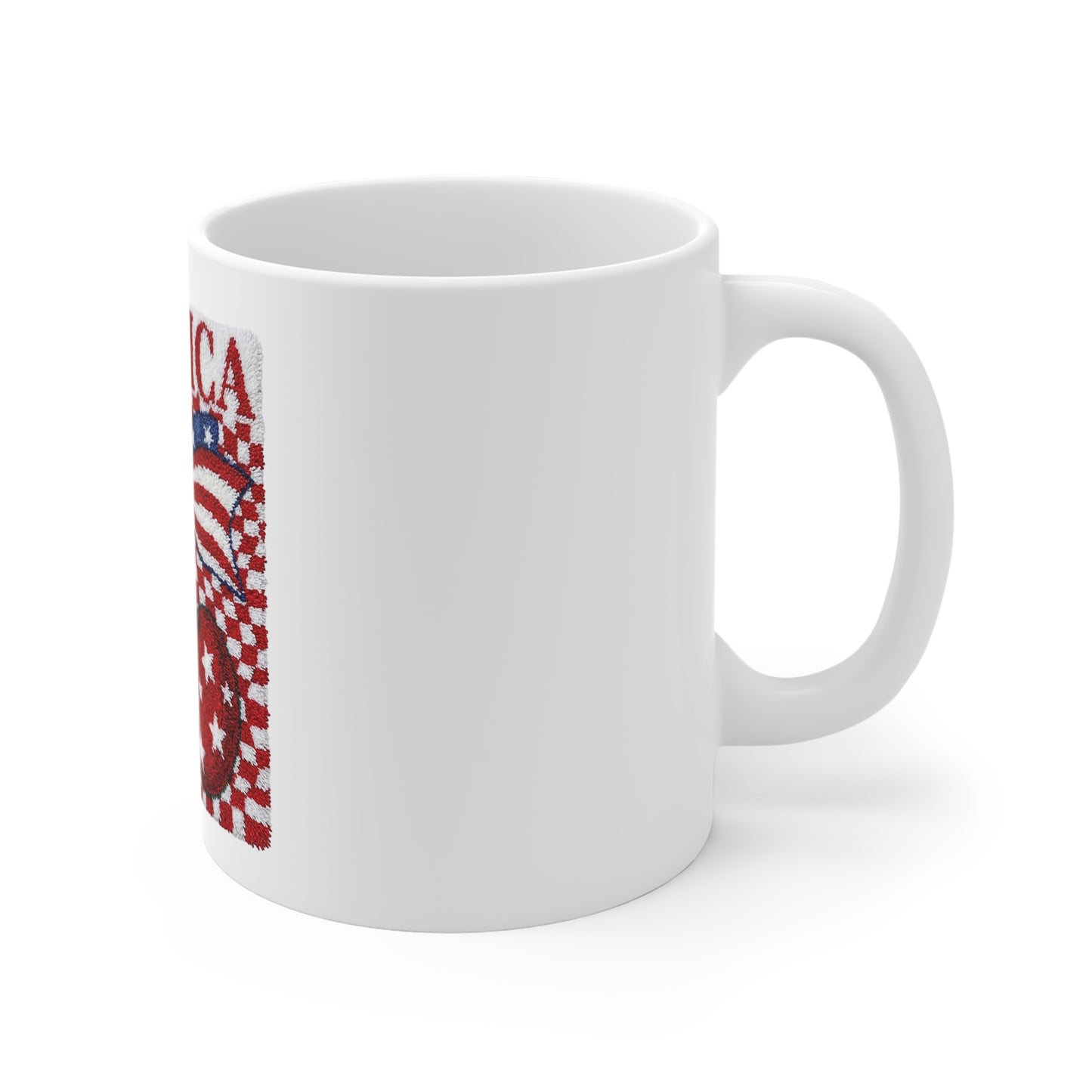 America Cherry Flag Mug — Patriotic 11oz Coffee Cup