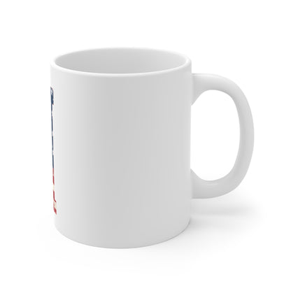 Patriotic Letter N Coffee Mug – American Flag Initial Mug – Vintage USA Monogram Mug – Rustic Americana Alphabet Gift Mug 11oz