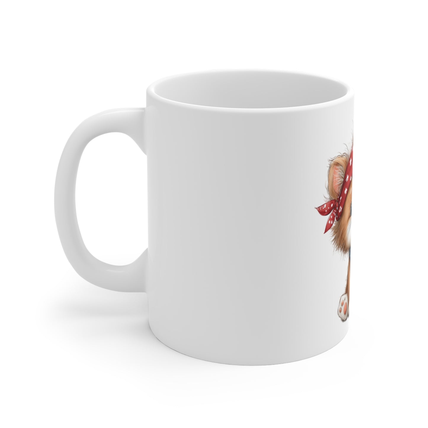 Patriotic Kitten with Headband Mug – Cute USA Cat Coffee Mug – Americana Bandana Cat Mug – 4th of July Cat Lover Gift Patriotic Kitty 11oz Mug - Cute Cat with American Flag