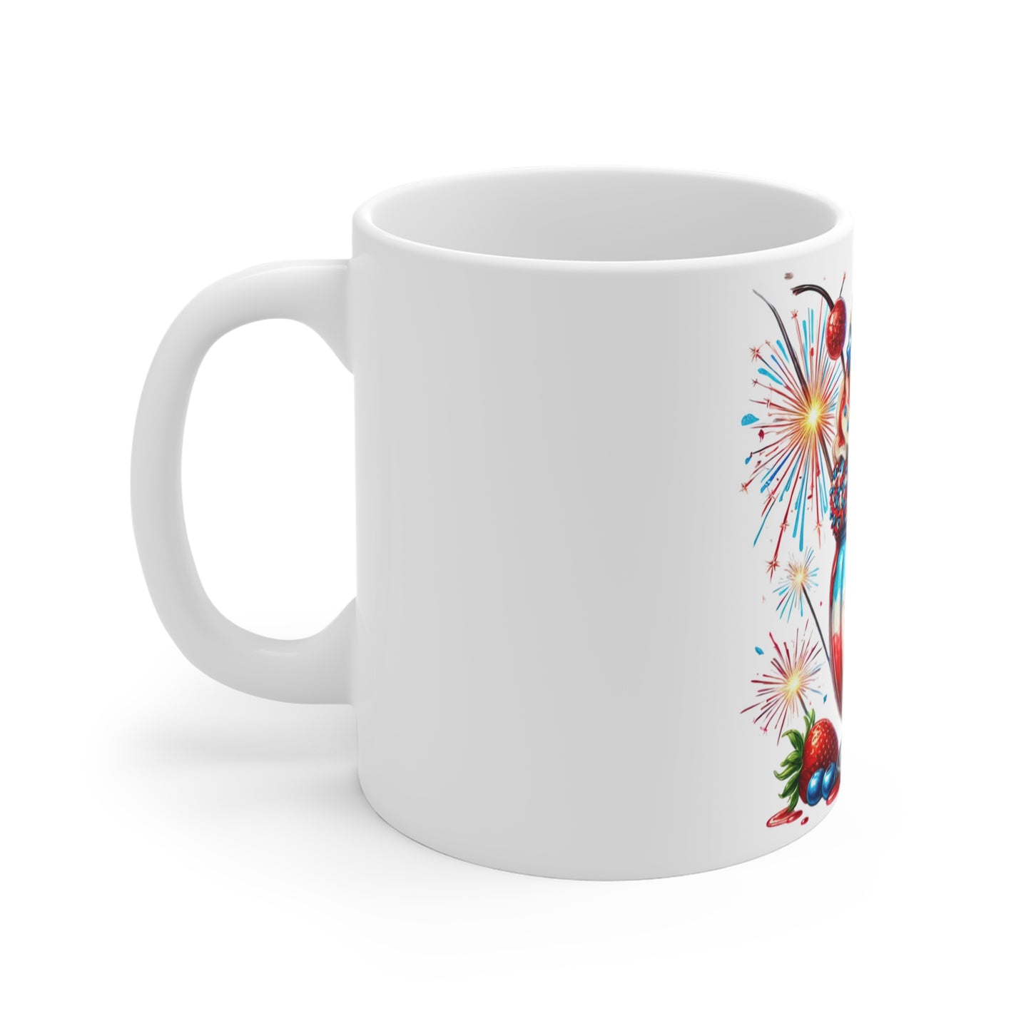 Patriotic Fireworks Milkshake Coffee Mug – 4th of July Dessert Mug – Red White Blue Americana Mug – Festive Summer Celebration Cup 4th of July Patriotic Dessert Mug — Red White & Blue Ice Cream Float...