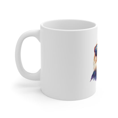 Patriotic Eagle Mug — Bald Eagle with Star-Spangled Sunglasses (11oz)