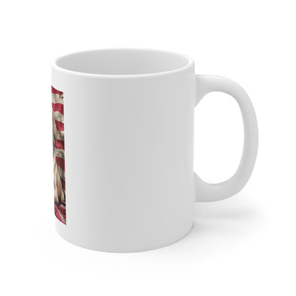 Patriotic Golden Retriever Mug — American Flag Dog Coffee Cup (11oz)