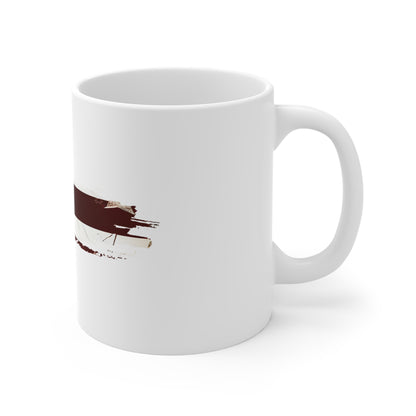 Industrial USA Flag Brush Stroke Mug – Metallic American Flag Coffee Cup – Modern Steel Patriotic Design Mug 11oz