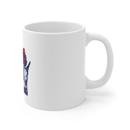 Wisconsin Floral State Mug — 11oz Patriotic Red, White & Blue Coffee Cup