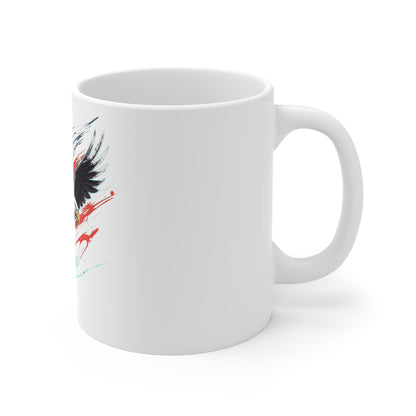 Bald Eagle American Flag Mug — Patriotic 11oz Coffee Cup