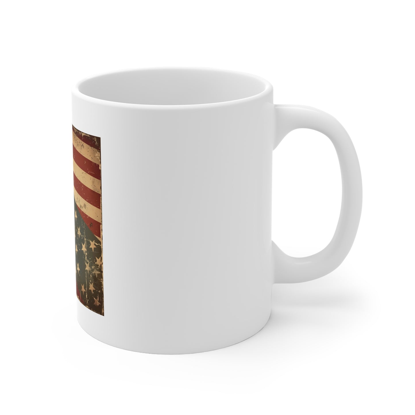 Vintage American Flag Coffee Mug – Distressed Patriotic USA Mug – Rustic Americana Stars & Stripes Cup – Classic Heritage Gift