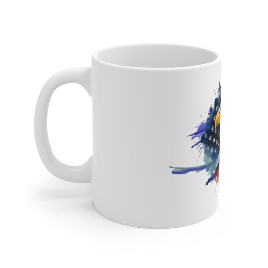 Patriotic Eagle 11oz Coffee Mug — American Flag Bald Eagle Design