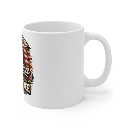 America Born to Stand Free Mug – 250th Anniversary Bald Eagle Coffee Mug – Patriotic USA Freedom Mug – Red White Blue Eagle Gift Mug 11oz