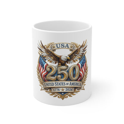 250th USA Commemorative Mug – United States of America 1776–2026 Eagle & Flags