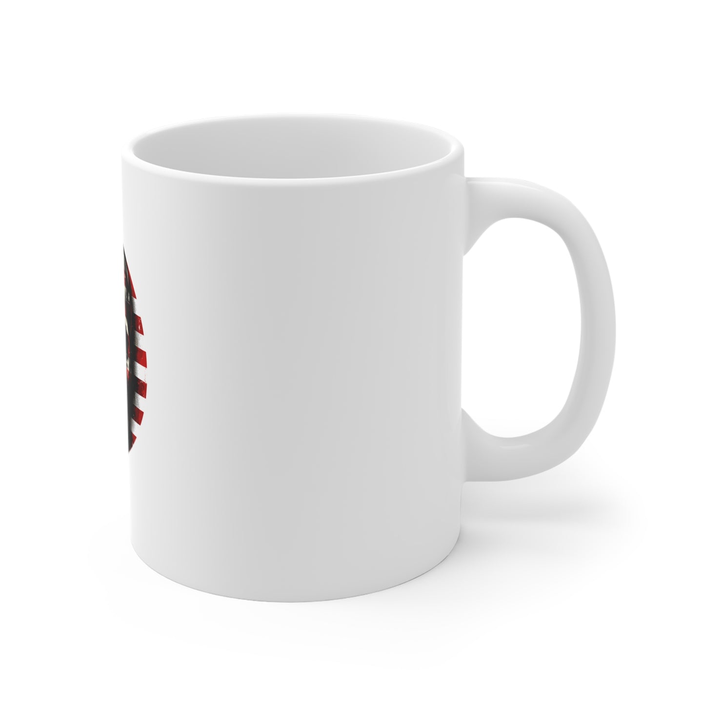 Patriotic Skull Coffee Mug – American Flag Skull Mug – Distressed USA Skull Design – Bold Americana Gothic Gift Mug 11oz