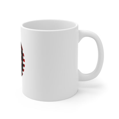 Patriotic Skull Coffee Mug – American Flag Skull Mug – Distressed USA Skull Design – Bold Americana Gothic Gift Mug 11oz