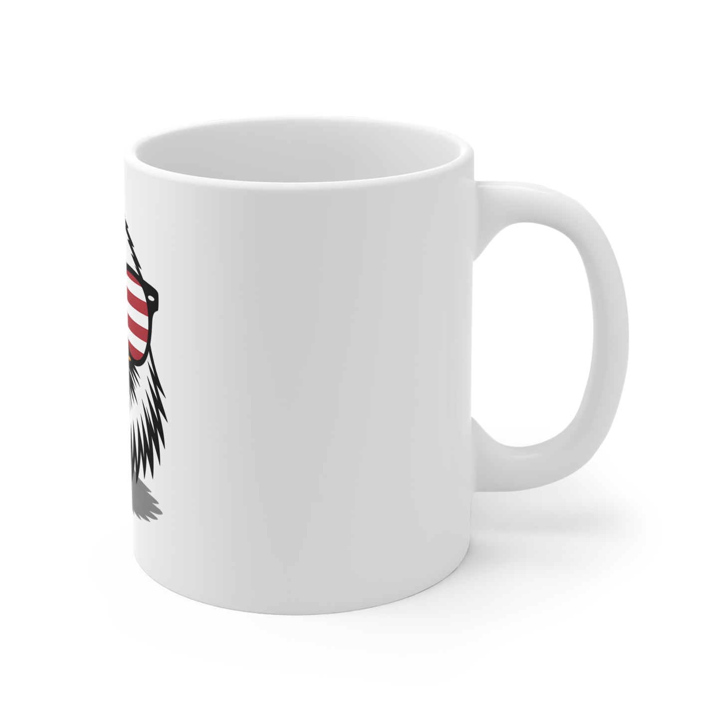 Patriotic Eagle Coffee Mug – Bald Eagle with American Flag Sunglasses, 11oz