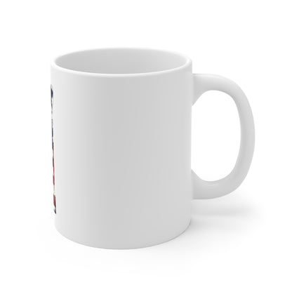 Patriotic Letter H Coffee Mug – American Flag Initial Mug – Rustic USA Monogram Mug – Vintage Americana Alphabet Gift Mug 11oz