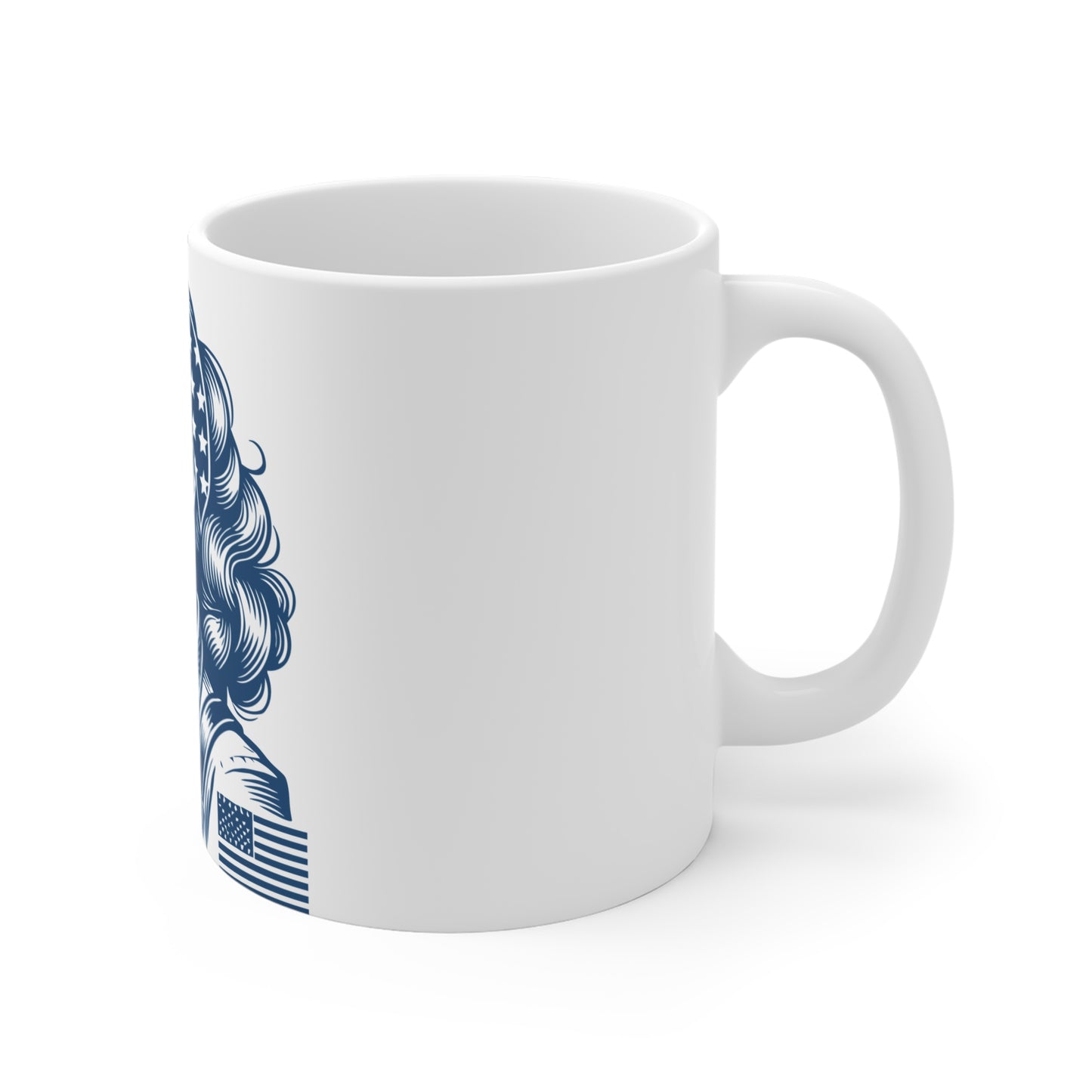 Patriotic American Woman Coffee Mug – Vintage Americana Female Portrait Mug – Classic USA Woman Art Mug – Retro Feminine Patriot Gift Mug – Americana Style Cup Mug 11oz