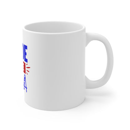 Made in the USA Heart Coffee Mug – Patriotic Love USA Mug – Cute Americana Typography Cup – 4th of July Gift Mug Mug 11oz