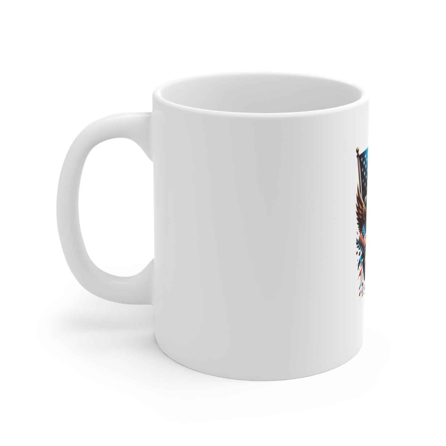 Patriotic Bald Eagle 11oz Mug — American Flag Coffee Cup (Fourth of July)