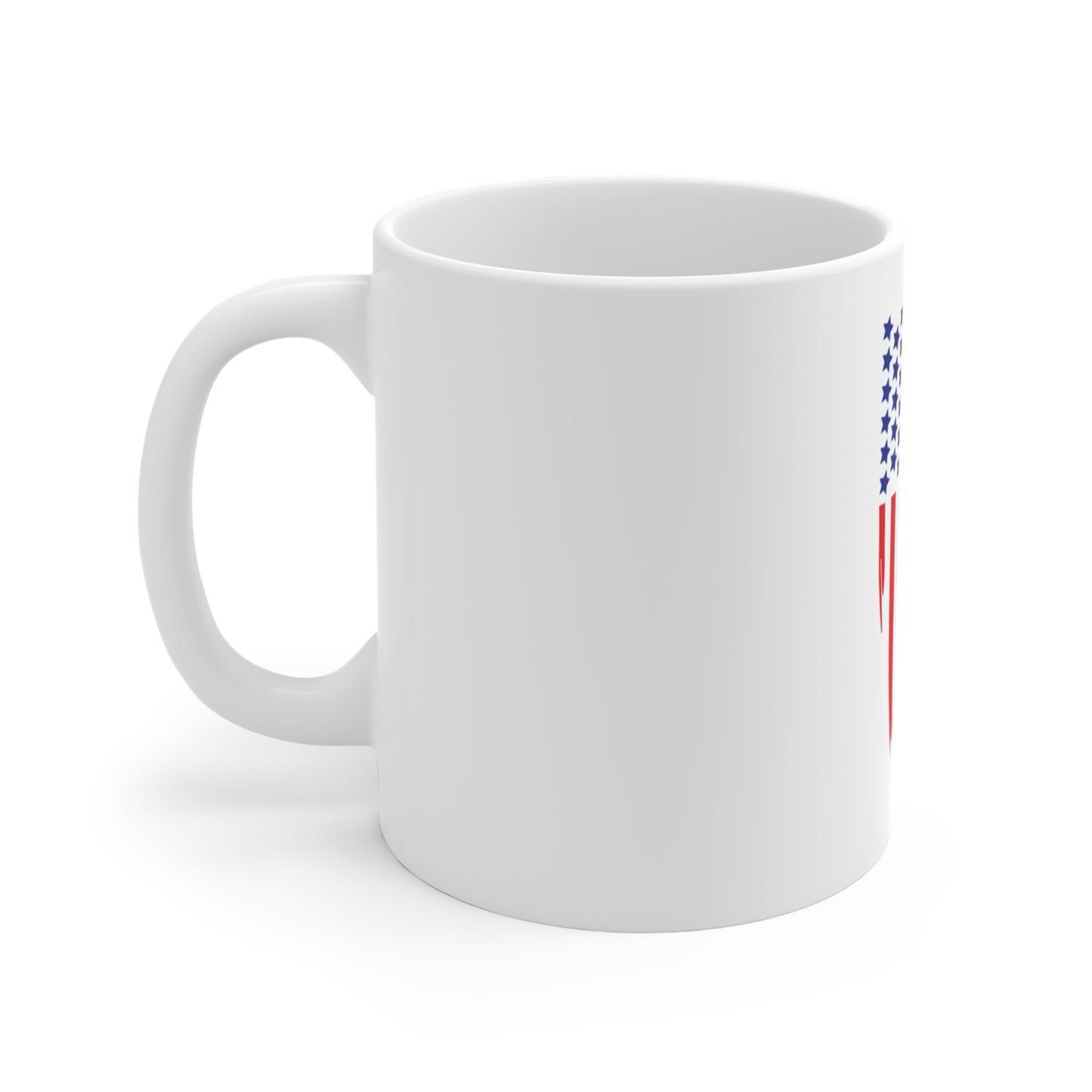 Distressed Vertical American Flag Coffee Mug – Grunge USA Flag Mug – Bold Patriotic Drip Design Cup – Red White Blue Gift Mug 11oz