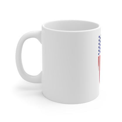 Distressed Vertical American Flag Coffee Mug – Grunge USA Flag Mug – Bold Patriotic Drip Design Cup – Red White Blue Gift Mug 11oz