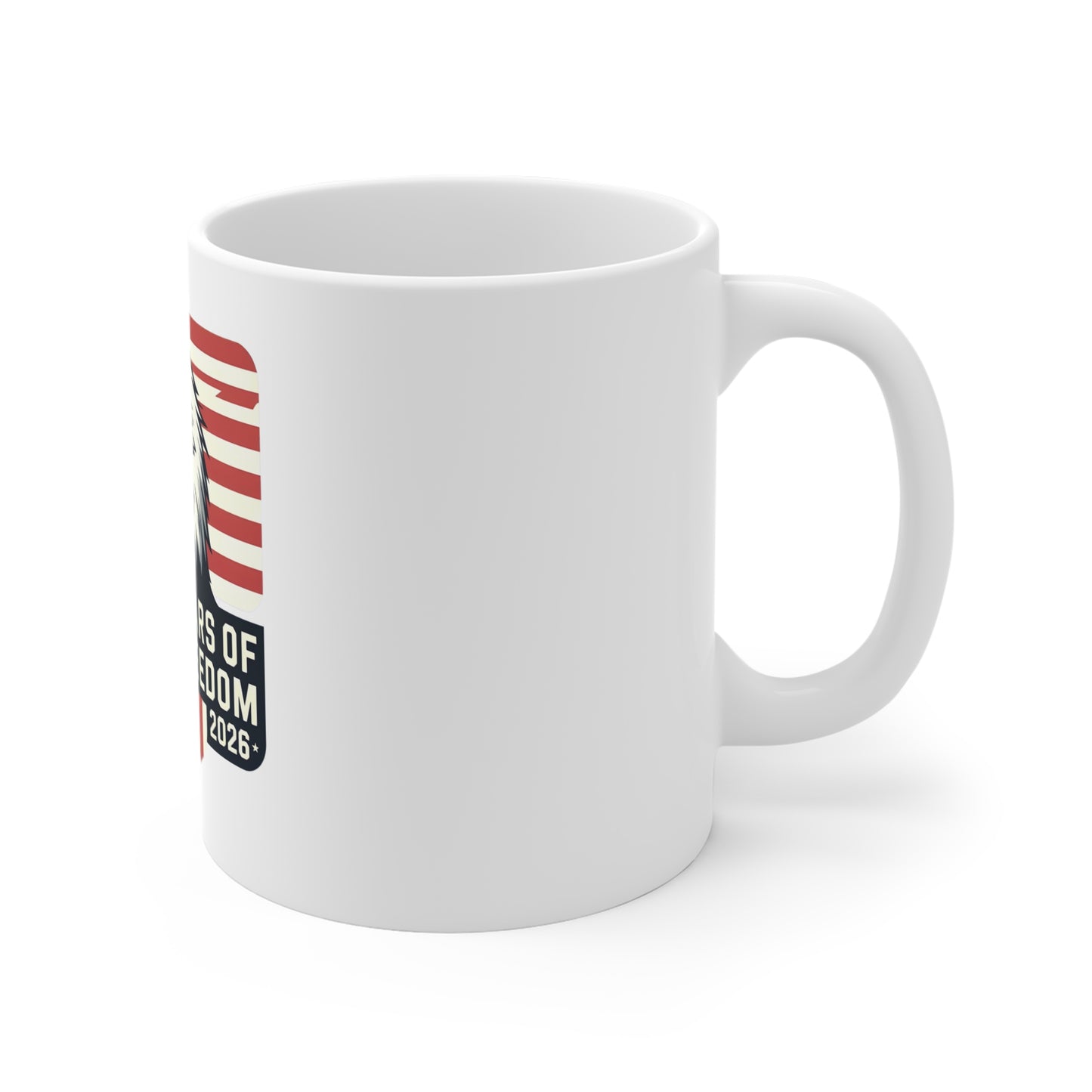 250 Years of Freedom 1776-2026 Eagle Flag Mug — Patriotic 11oz Coffee Cup
