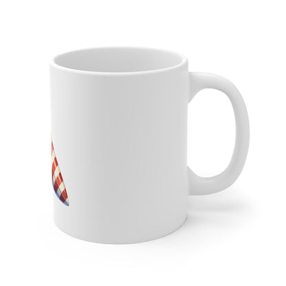American Flag Surfboard Mug — Patriotic 11oz Coffee Cup