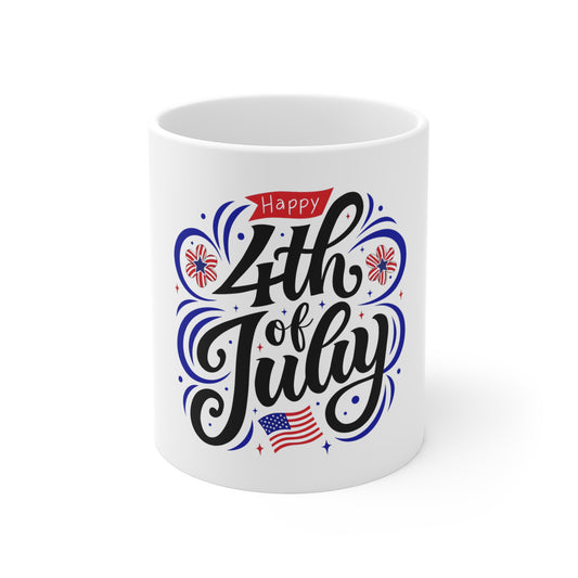 4th of July Mug - Patriotic Fireworks 11oz Coffee Cup