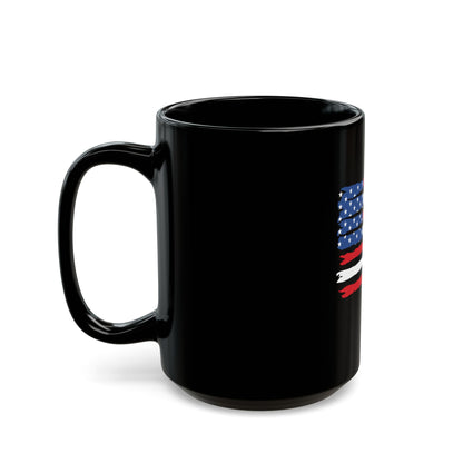 American Fighter Jet Flag Mug – Patriotic Jet Stripe Coffee Mug – USA Air Force Inspired Flag Cup – Red White Blue Aviation Mug Black Mug (11oz, 15oz)